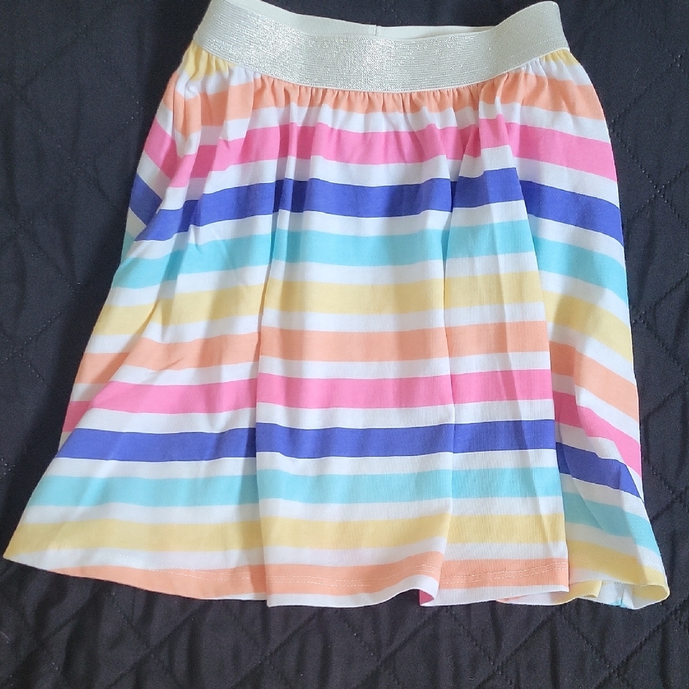 🩷3/20$ Girls' Rainbow Striped Skirt with Metallic Waistband